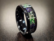 cremation ring granite grey, indigo, emerald green